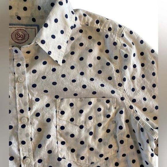 So Perfect button down long sleeve Shirt black and white polka dot size Large - Picture 3 of 8